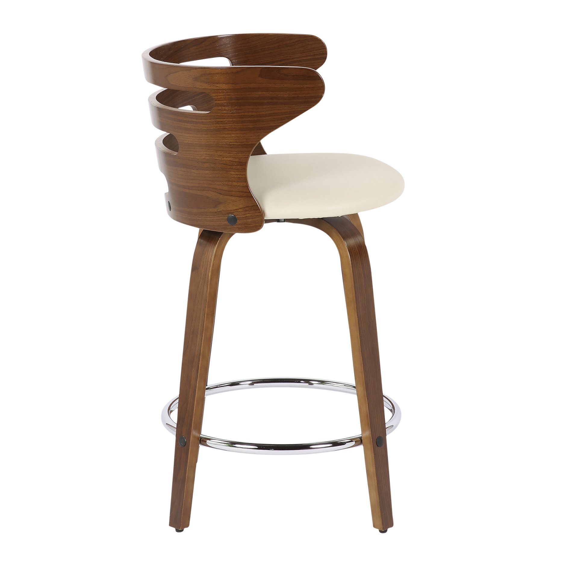 Cosini - Mid-Century Modern Counter Stool With Swivel (Set of 2) - Walnut / Cream - Image 3