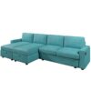 Convertible U Shaped Sectional Sofa With Storage Chaise Lounges & USB Ports - Teal - Image 13
