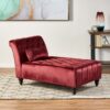 Ethereala - Upholstered Velvet Chaise Lounge With Button Tufted - Garnet - Image 4