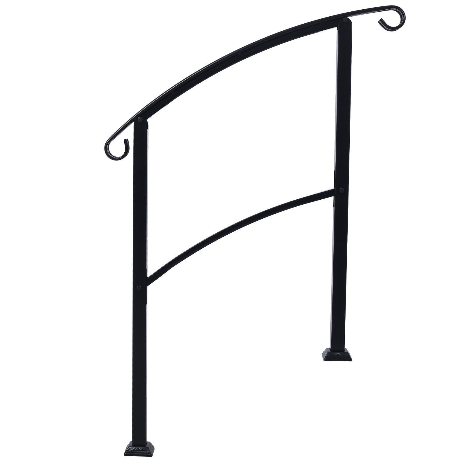 Handrails For Outdoor Steps, Fit 1 Or 3 Steps Outdoor Stair Railing, Flexible Front Porch Hand Rail, Transitional Handrails For Concrete Steps Or Wooden Stairs - Black - Image 3