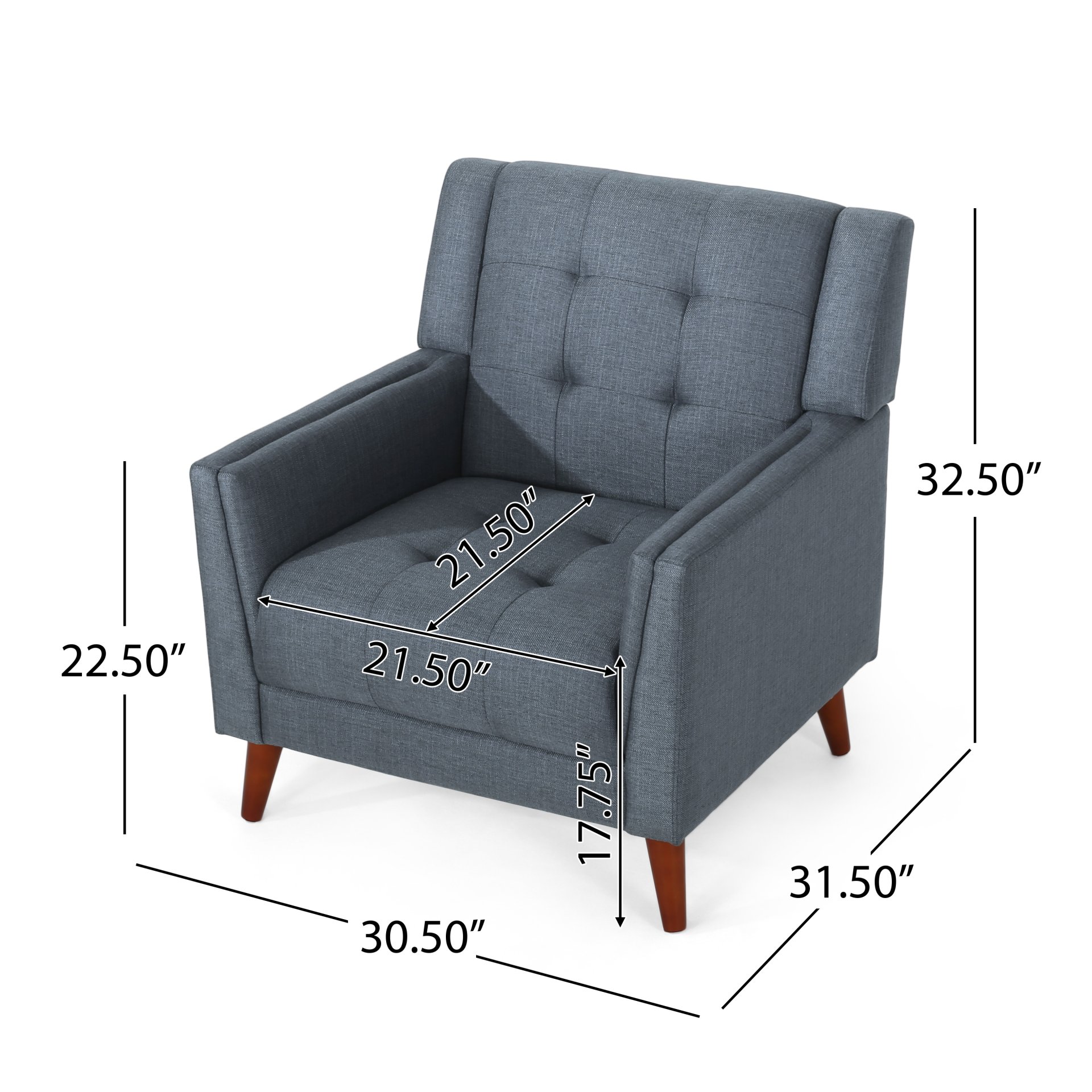 Luminaesque - Fabric Upholstered Armchair With Tufted Back - Dark Gray - Image 3