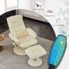 Recliner Chair With Ottoman 360° Swivel Massage Lounge Chair With 5 Point Vibration & Heated Seat 140° Adjustable Recliner - Beige - Image 4