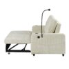 Modern Loveseat Pull Out Sofa Bed With Adjustable Backrest, Two Cup Holders, A Phone Holder, Three Charging Ports And Side Storage Pockets For Living Room - Beige - Image 22