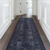 Maval - 2'6'' X 10' Washable Runner Rug - Black / Gray - Image 2