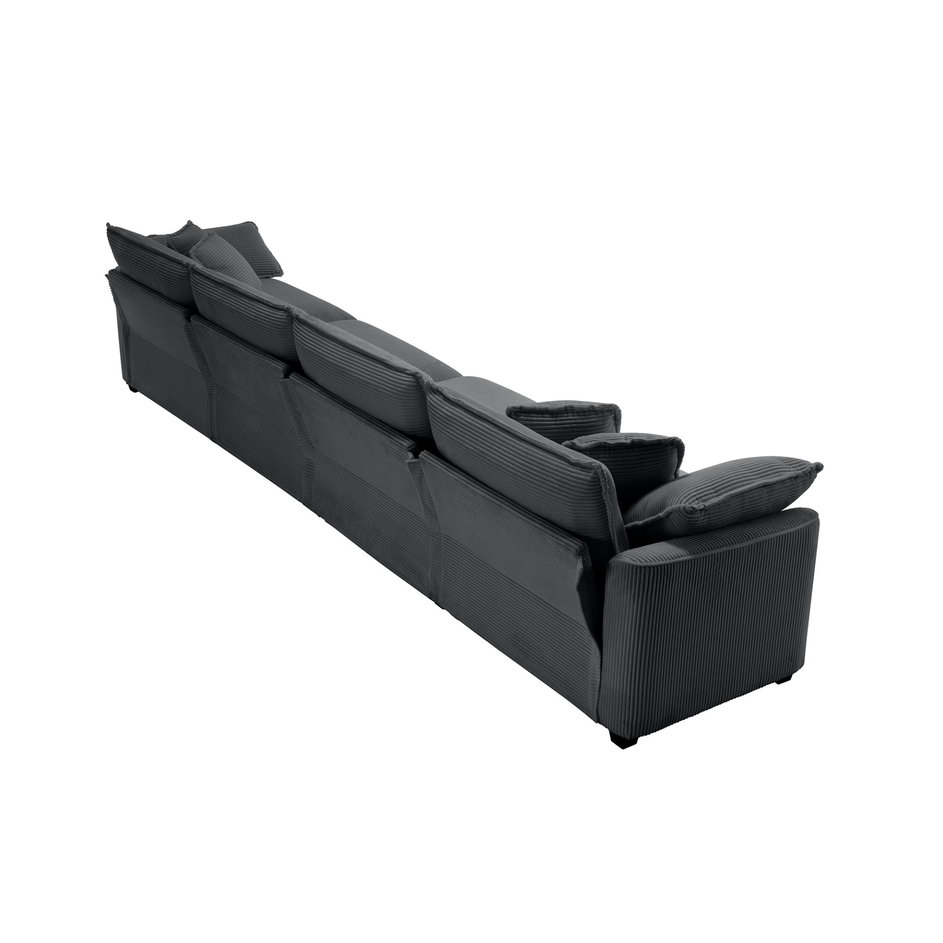 Modern Upholstered 4 Seater Corduroy Fabric Sofa With Arm And Throw Pillows - Gray - Image 8