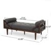 Contemporary Fabric Chaise Lounge With Button Tufted Waffle Stitching And Rolled Accent Pillows - Charcoal - Image 3