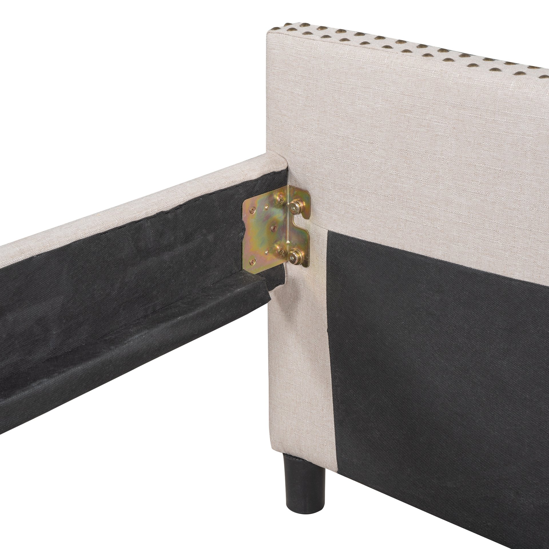 Full Size Upholstered Daybed With Two Drawers, Slat Support - Beige - Image 9