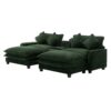 Chenille Upholstered Sectional Sofa With 2 Removable Ottomans, USB Ports, Cup Holders, And Storage - Green - Image 16