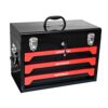 Portable 20" Steel Tool Box With 3 Drawers And Metal Latch Closure - Black / Red - Image 5