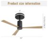 Modern Flush Mount Ceiling Fan With Led Light And Remote Control, 3 ABS Blades Noiseless Reversible Dc Motor For Patio Living Room - Matte Black - Image 10