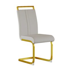 Dining Chairs (Set of 4), Side Dining Room Chairs With Golden Legs, Kitchen Chairs With Padded Seat High Back - White