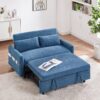 Pull Out Sleep Sofa Bed Loveseats Sofa Couch With Adjsutable Backrest, Storage Pockets, 2 Soft Pillows, USB Ports For Living Room, Bedroom, Apartment, Office - Blue - Image 9