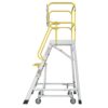 Heavy Duty Aluminum Rolling Platform Ladder With 5 Steps, 375Lbs Capacity - Silver - Image 5