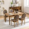 French Style Solid Wood Frame Antique Painting, Hand-Pulled Buckle Decoration Artificial Leather Dining Chair With Nailhead Trim, Wood Legs, Density Foam, Steel Spring Inner (Set of 2) - Brown - Image 19