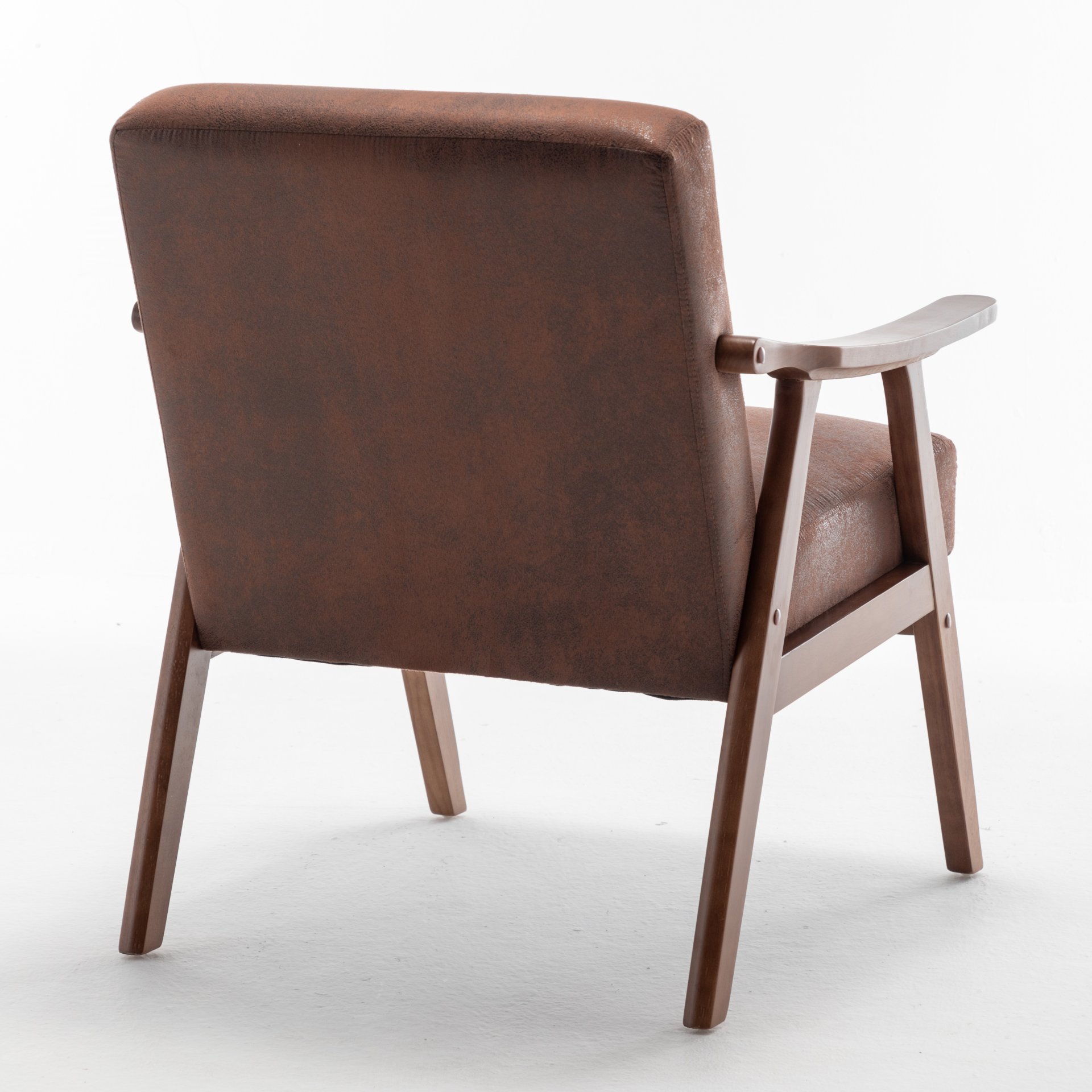 Accent Chair, Classic Mid Century Modern For Extra Seating - Light Brown - Image 2