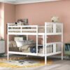 Full Over Full Bunk Bed With Ladder For Bedroom, Guest Room Furniture - White - Image 8
