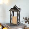 Menifee - Lantern With Led Candle (Set of 2) - Antique Black - Image 3