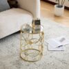 Modern Side Table With Mirror Top And Metal Frame - Gold / Clear - Image 10
