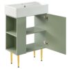 Bathroom Vanity, Combo Cabinet, Bathroom Storage Cabinet, Single Ceramic Sink, Left Side Storage - Green - Image 12