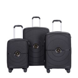Expandable Hardshell Suitcase Double Spinner Wheels Pp Luggage Sets Lightweight Durable Suitcase With Tsa Lock, 3 Piece Set (20/24/28) - Black