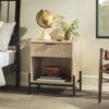 Modern Fluted Drawer Nightstand With Open Cubby Coastal - Light Brown - Image 4