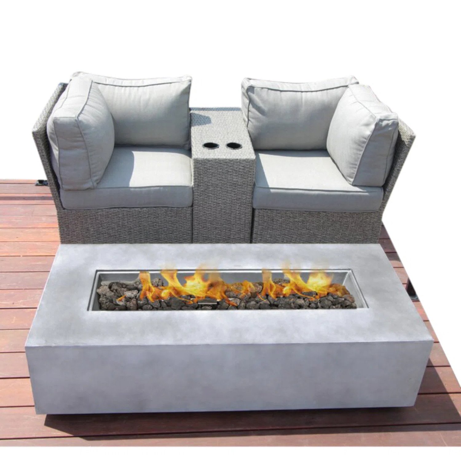 Outdoor Seating Set For 2 With Cushions - Gray Mix - Image 9