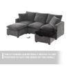 Modern, Modular Sofa, 4 Seat Chenille Sectional Couch Set With 2 Pillows Included, Freely Combinable Indoor Funiture - Black / Gray - Image 17
