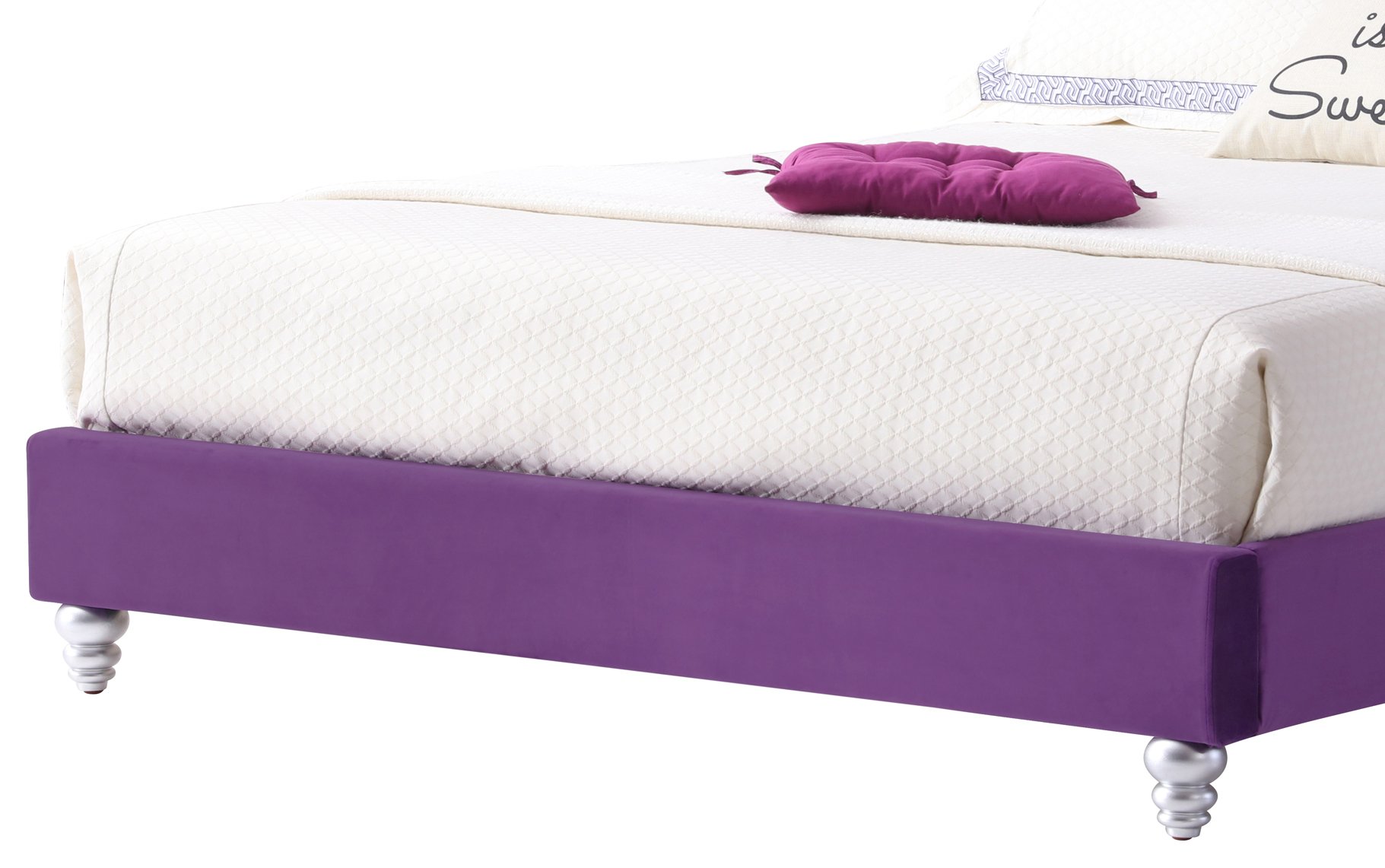 Queen Elegant Transitional Upholstered Bed - Purple - Image 5