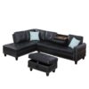 Irine - Faux Leather Sectional Sofa With Ottoman - Black - Image 7