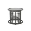 Achill - Outdoor Modern Boho Wicker Side Table With Glass Top - Gray - Image 8