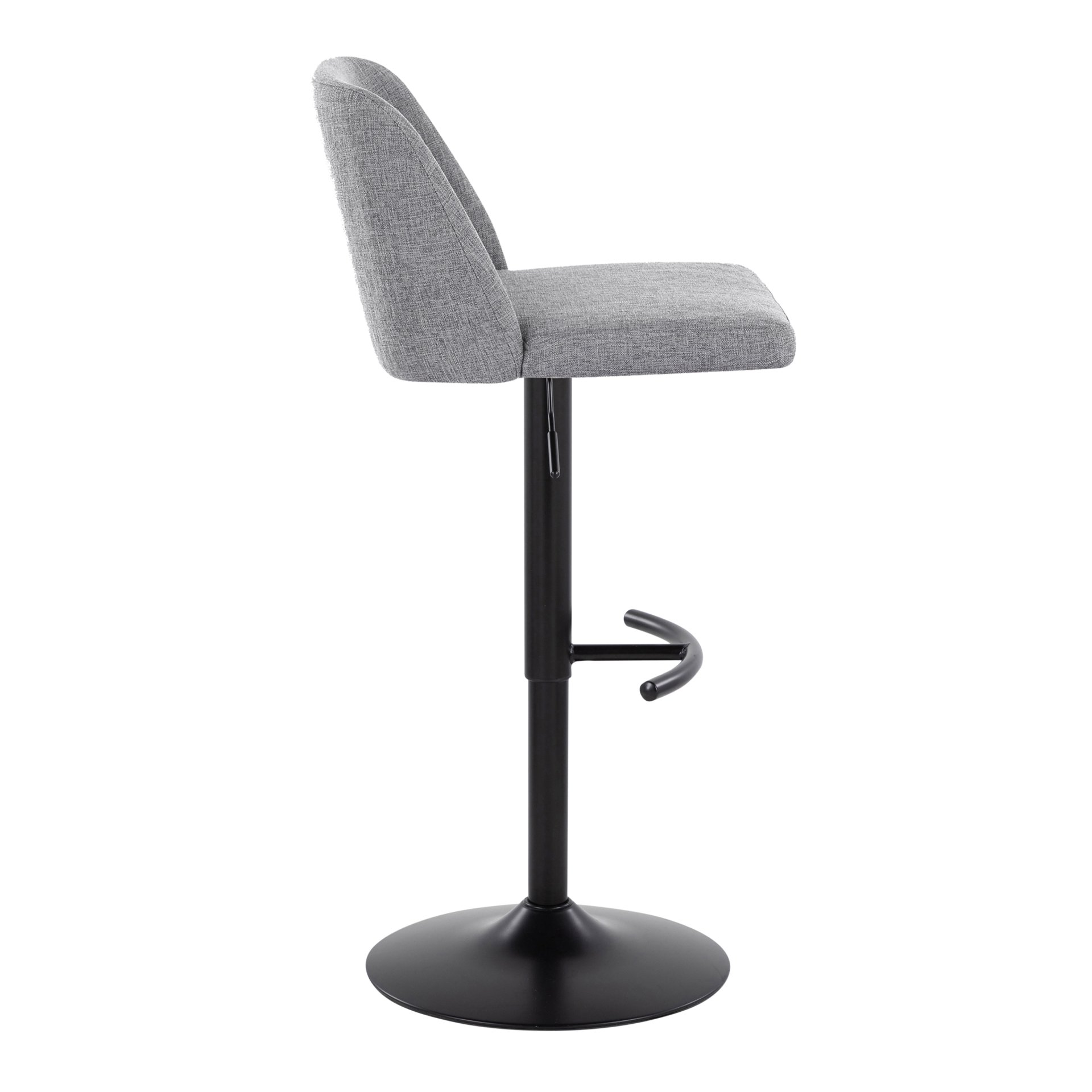 Toriano - Contemporary Adjustable Barstool With Swivel With Rounded T Footrest (Set of 2) - Gray / Black - Image 3