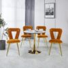 Modern Chair With Iron Tube Legs, Soft Cushions And Comfortable Backrest, Suitable For Dining Room, Living Room, Cafe, Hairball Back (Set of 2) - Orange / Gold - Image 11