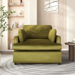 Oversized Accent Chair Comfortable Armrest Cushions, Versatile Neutral Style, Elegant Design, Durable Frame - Green