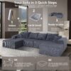 Modern 6 Piece Modular U Shaped Sectional Sofa With Chaise Lounge And Soft Corduroy Upholstery - Gray - Image 11