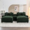Chenille Upholstered Sectional Sofa With 2 Removable Ottomans, USB Ports, Cup Holders, And Storage - Green - Image 8