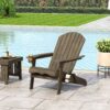 Zenithia - Outdoor Foldable Adirondack Chair With 2 Cup Holders - Gray - Image 4
