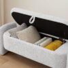 Ottoman Oval Storage Bench, 3D Lamb Fleece Bench With Large Storage Space For The Living Room, Entryway And Bedroom - Silver - Image 6
