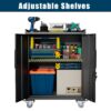 2 Door Tool Cabinets For Garage, Lockable Garage Storage Cabinet, Locking Storage Cabinet With Wheels, Rolling Tool Chest - Black - Image 5
