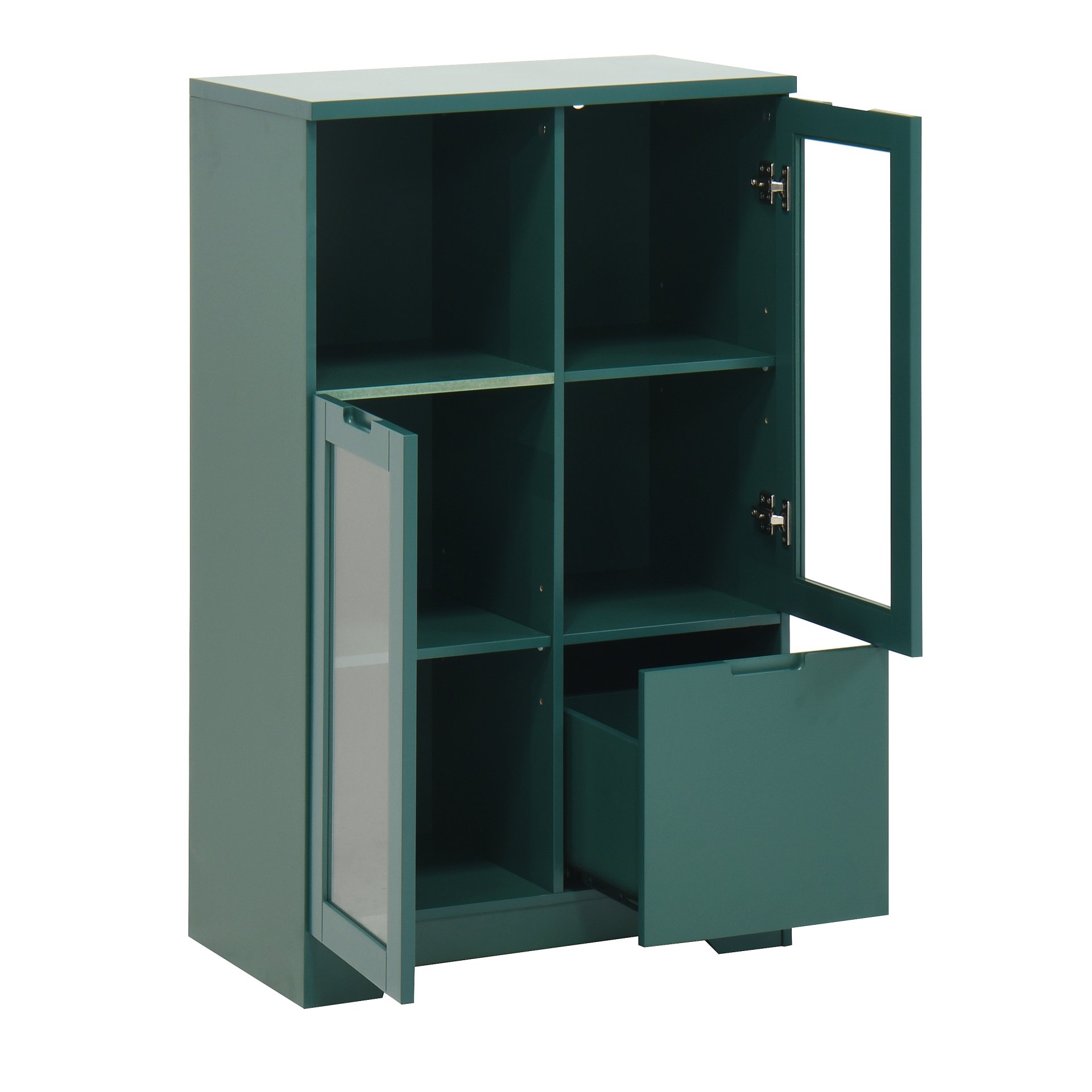 Modern Painted Cabinet With Glass Doors And Drawer - Green - Image 21