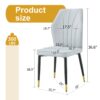 Modern Dining Chairs (Set of 4) With Stylish Patterned Backrest And Black Metal Legs - Light Gray - Image 3