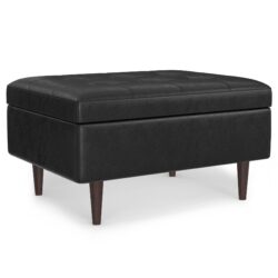 Shay - Mid Century Small Coffee Table Storage Ottoman - Distressed Black