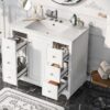 Contemporary Bathroom Vanity Cabinet, 4 Drawers & 1 Cabinet Door, Multipurpose Storage, Resin Integrated Sink, Adjustable Shelves, Solid Wood Frame With MDF - White - Image 5