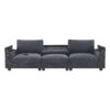 Sectional With Bluetooth Speaker Comfy Cloud Couch Set With Drop Down Table Cup Holders, USB Charger Storage Armrest Wide Seat Sofa - Dark Gray - Image 2