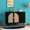 2 Door, 3 Drawer Cabinet, Suitable For Bedroom - Black - Image 4