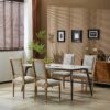 French Country Dining Chairs (Set of 4) Elegant Cane Backrest & Upholstered Seats Rustic Solid Rubberwood Frame - Grayish Green - Image 2
