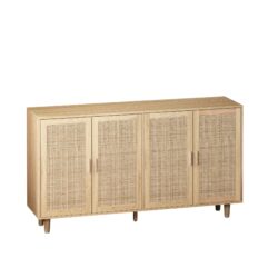 Elegant And Functional Rattan Decorative Storage Cabinet With 4 Doors - Natural