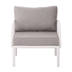 Outdoor Patio Club Chair, Modern Patio Furniture, Waterproof Thick Cushion Deep Seating For Porch, Balcony - White / Light Gray