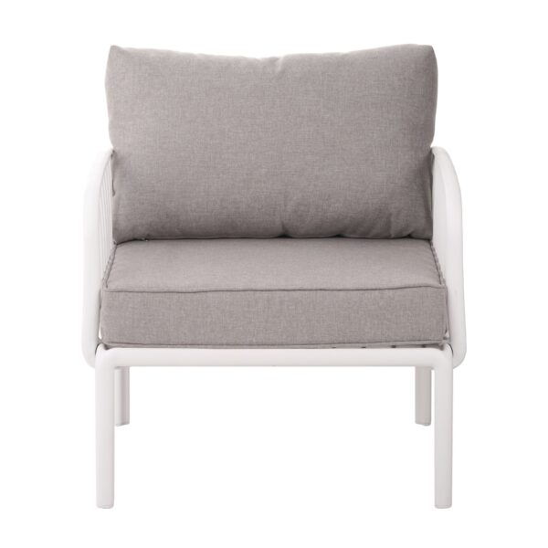 Outdoor Patio Club Chair, Modern Patio Furniture, Waterproof Thick Cushion Deep Seating For Porch, Balcony - White / Light Gray