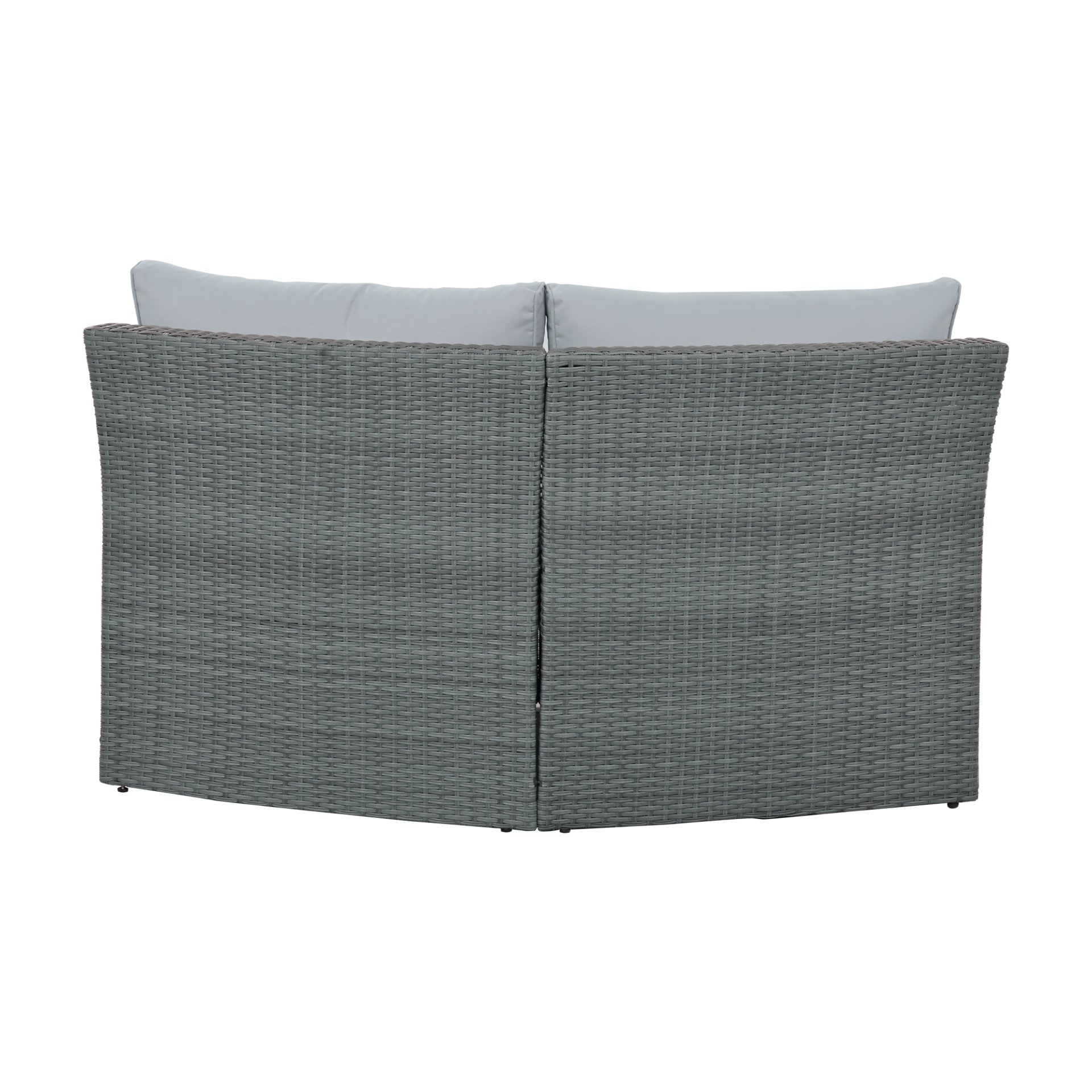 10 Piece Outdoor Sectional Half Round Patio Rattan Sofa Set, Wicker Conversation Furniture Set For Free Combination - Light Gray - Image 19