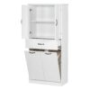 Modern Bathroom Storage Cabinet With 2 Laundry Baskets, 1 Drawer, Adjustable Shelf - White - Image 13